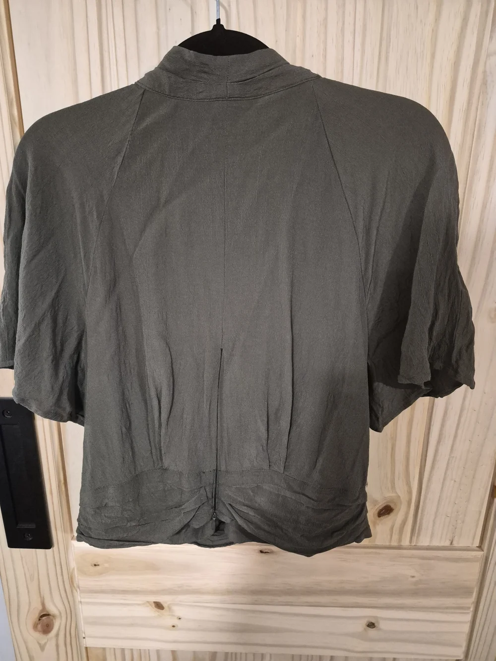 Express Olive Draped Short Sleeve Wrap Blouse